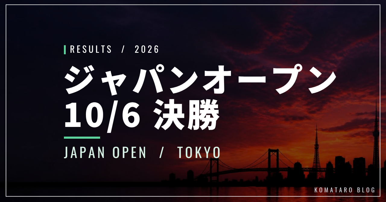 【10/6】カルロス・アルカラス連覇｜ジャパンオープン2026